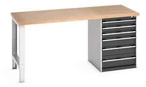 Bott Cubio Pedestal Bench with MPX Top & 6 Drawers - 2000mm Wide  x 900mm Deep x 940mm High. Workbench consists of the following components for easy self assembly:... 940mm Standing Bench for Workshops Industrial Engineers